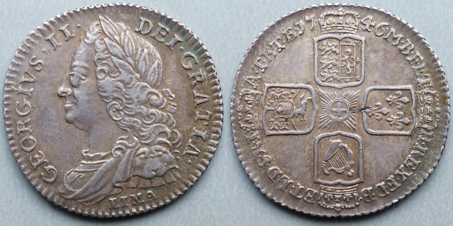 George II, 1746 LIMA sixpence